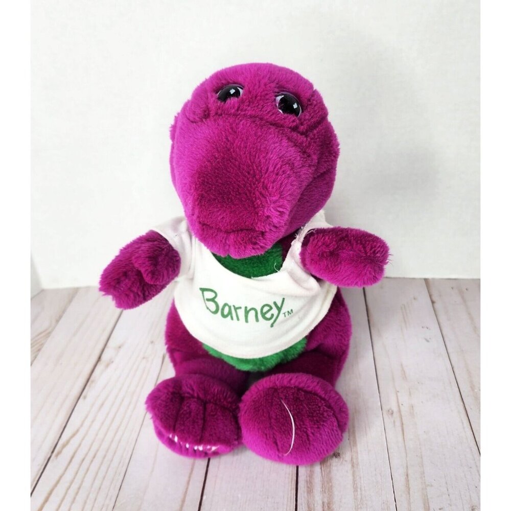 Vintage Barney The Dinosaur 13” Plush 1992 Lyons Group Purple Plush + T-Shirt
